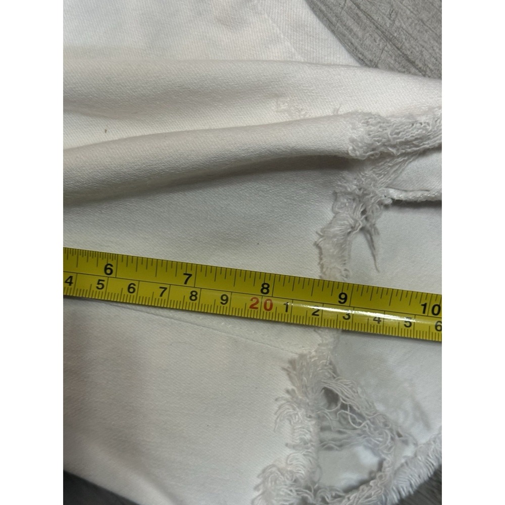Paige Jax Knee Shorts Women Size 26 White Raw Hem Frayed 9" Cut Off Bermuda - Picture 4 of 7